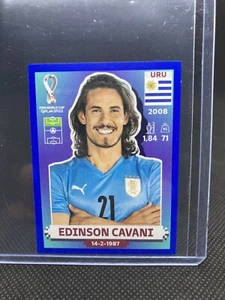 2022 Fifa World Cup Panini Sticker Blue Parallel EDINSON CAVANI Uruguay URU17 - Picture 1 of 2