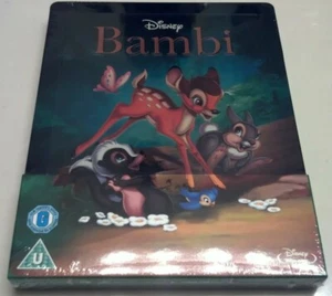 Disney's Bambi Embossed STEELBOOK + GIFT (Blu-ray, UK, ZAVVI) RARE REGION FREE - Picture 1 of 11