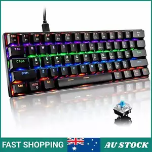60% Mechanical Gaming Keyboard Type-C Wired RGB 61 Float Keycaps for PC PS4 Xbox - Picture 1 of 6