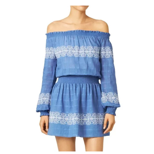 Abito a spalla Tory Burch blu ricamato