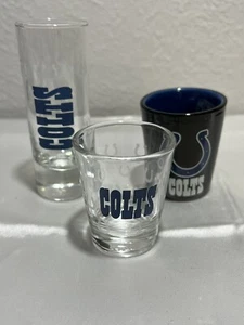 Indianapolis Colts Shot Glasses NFL Football Blue and White horseshoe Set Of 3 - Picture 1 of 8
