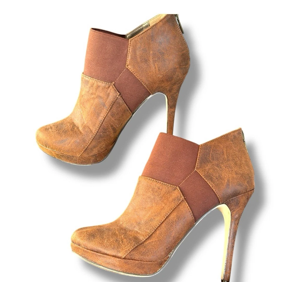 Botines de aguja Michael Antonio marrón con cremallera talla 9 Foto 1 de 4