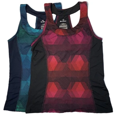 NordicTrack Women Sz S Racerback Shelf Bra Athletic Tank Tops Lot of 2 Red Green - Image 1 of 4