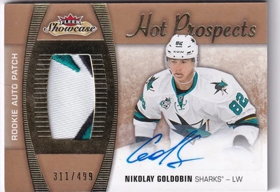 2015-16 Fleer Showcase #144 Nikolay Goldobin JSY AUTO 311/499 RC - Image 1 of 2