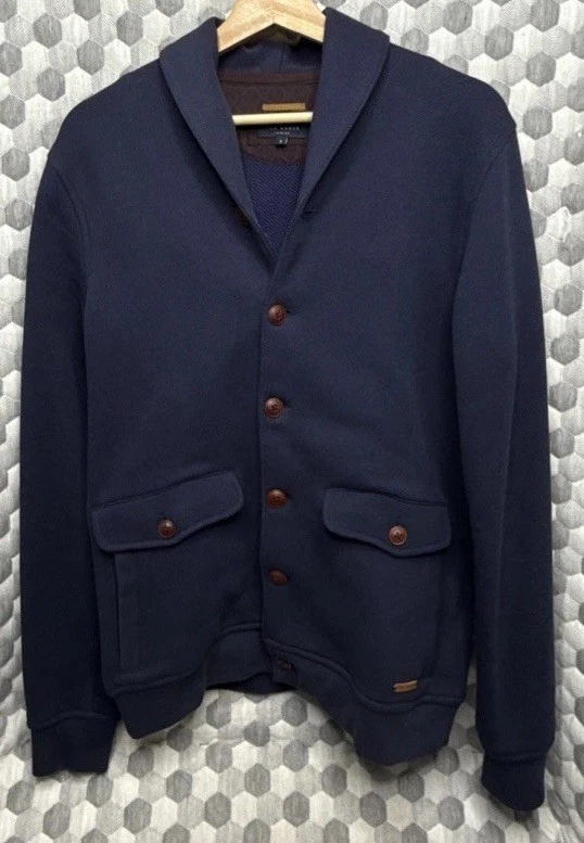 Cárdigan suéter Ted Baker London Shall para hombre 3 (mediano) en azul Foto 1 de 4