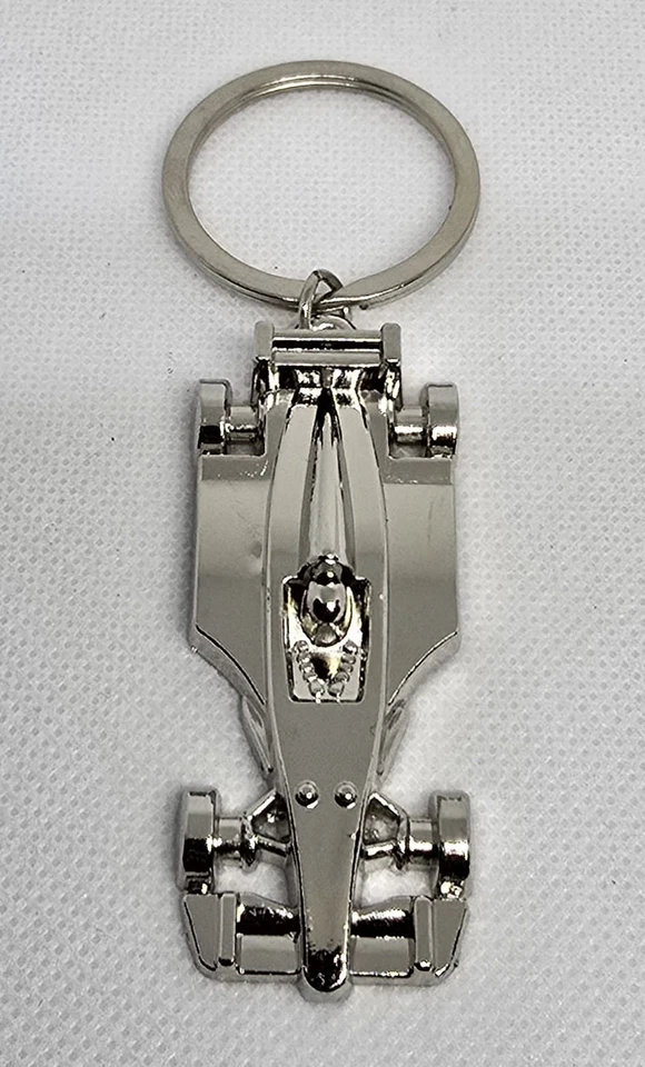 F1 Formula 1 Racing Car Model Keychain Metal Silver Keyring Gift Motorsport Fans - Image 1 of 2