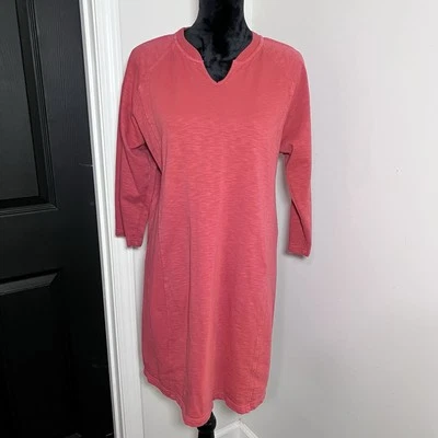 Vestido Vaina Orvis M Manga 3/4 Hasta la Rodilla Tejido Slub Sudadera Rosa Coral Foto 1 de 4