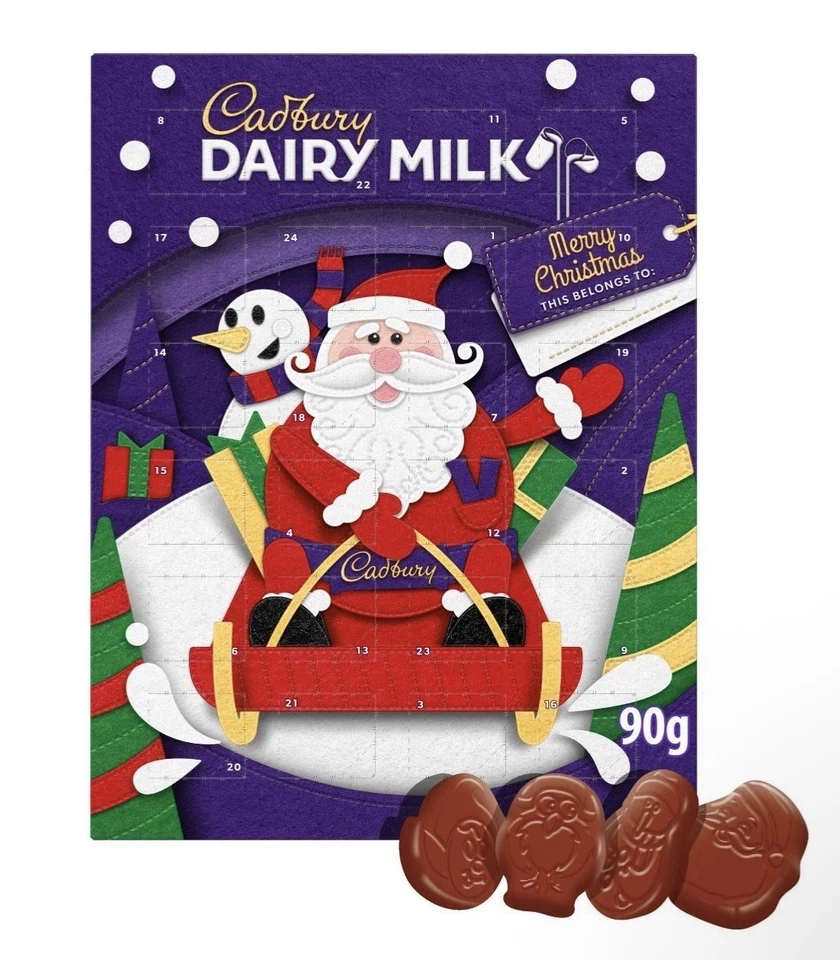 Cadbury Dairy Milk Advent Calendar 24 Chocolate Christmas 90g SAME DAY SHIPPING - Image 1 of 1