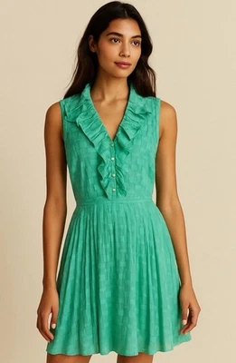 Vestido para mujer Antonio Melani turquesa plisado mezcla de seda 10 sin mangas cuello en V Foto 1 de 4