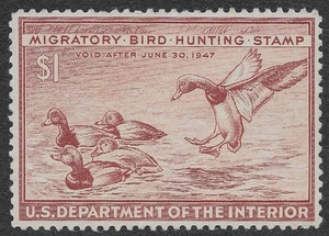 US Scott #RW13 MNH Duck Stamp $1 Red Brown Redheaded Ducks SCV $50 - Picture 1 of 2