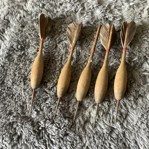 5 Vintage French Wooden Darts For Restoration - Picture 1 of 4