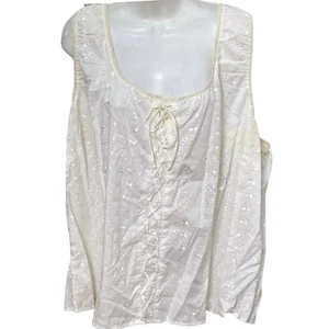 Avenue Womens White/Cream  Sleeveless Scalloped Blouse Tank Size 30/32 NWT - Picture 1 of 8