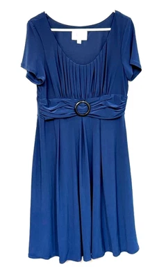 EUC Julian Taylor Scoop Neck, Short Sleeve Flare Dress, Knee Length  Blue 12 - Image 1 of 4