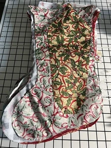 bucilla Christmas Stocking fabric liner Greenery And Ribbon On LightColor Fabric - Picture 1 of 2