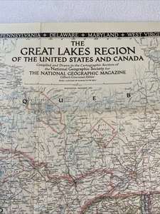 Great Lakes Region USA & Canada - National Geographic Map December 1953 42x28” - Picture 1 of 10