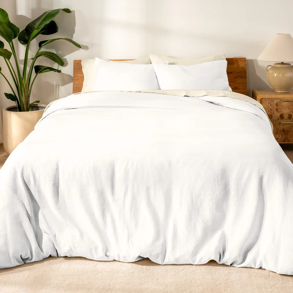 Luxury Lightweight & Breathable Natural 100% Linen Duvet Cover Set by Bare Home - Image 1 of 4