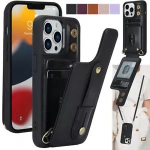 For iPhone 11 12 13 14 15 16 XS Phone Case Women Crossbody Shoulder Wallet Purse - Picture 1 of 64