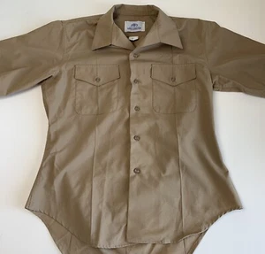 DSCP VALOR COLLECTION KHAKI TAN SHORT SLEEVE 16.5 DRESS SHIRT - Picture 1 of 5