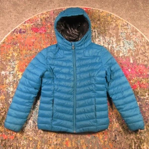 Spyder Puffer Jacket Youth M 8-10 Teal Insulated Hooded Winter Coat EUC - Picture 1 of 12