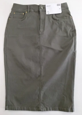 F&F Green Coated Skirt Size 10 NEW Midi / Knee length Back Slit - Image 1 of 4