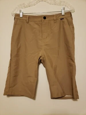 Hurley Nike Shorts Boys Youth Sz 18 Khaki Tan Dri-Fit Flat Front 10.5" Inseam - Image 1 of 4