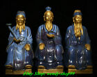 Old China Jun Kiln Porcelain Gilt 3 Immortal God Qing Tai Shang Lao Jun God Set