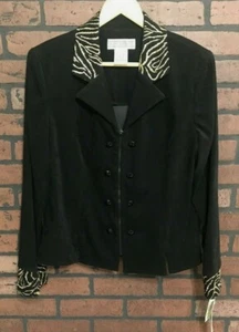 Jessica Howard Black Dress Jacket With Gold Accents Women's Size 14 - Picture 1 of 5