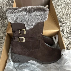 New Khombu Saturn Brown Waterproof Boots Women’s 7 winter boots zip side - Picture 1 of 7