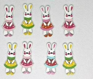 Bunny Wooden Buttons Sew-On Crafts Cards Scrapbooking Knitting Sizes 17x40mm - Picture 1 of 9
