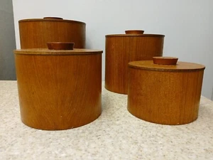 4 MCM Teakholz verschachtelte Deckel Kanister EINSÄTZE Maison Int'l LTD Japan Aufbewahrung - Bild 1 von 10