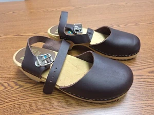 MIA Womens EU 37 US 6.5 Shoe Dark Brown Leather Short Heel Clog - Picture 1 of 5