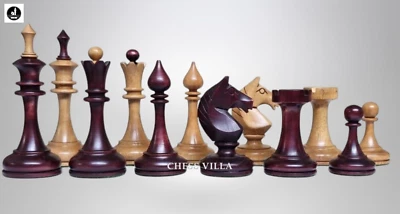 Soviet USSR 1970 Repro 4" Chess Pieces Only- Weighted Mahogany Stained Boxwood - Image 1 of 4
