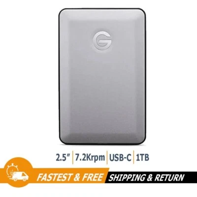 Hitachi G-DRIVE 1TB 7200rpm USB-C Portable External Hard Drive Gray, 0G04844 - Image 1 of 4