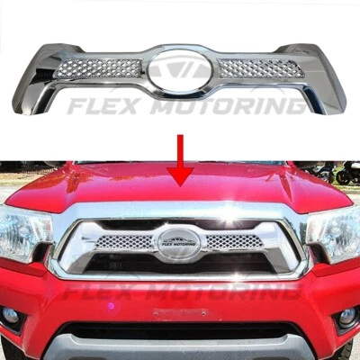 Inserto de moldura superpuesta de parrilla cromada 1 pieza para Toyota Tacoma 2012-2015 Foto 1 de 4