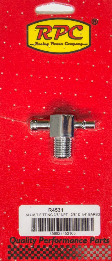 T Fitting 1/2in Aluminum Chrome RACING POWER CO-PACKAGED R4531 - Image 1 of 1