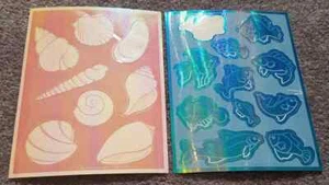Hojas adhesivas vintage con sello perla opalescente conchas peces - Imagen 1 de 1