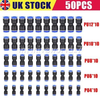 INFINITEWORLD17 50x Quick Connect Fittings Push In Air Fittings Pneumatic Fittings Air Hose UK