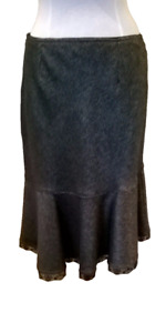 Per Una grey wool blend lined A line skirt with zip button closure Size UK 12