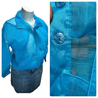 Chaqueta cortavientos transparente vintage Great Cavalier para mujer Petite L azul Foto 1 de 4