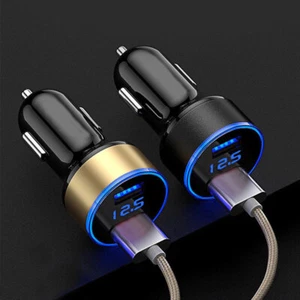 3.1A Dual Port USB Car Cigarette Charger Lighter Digital LED Voltmeter 12v/ 24v - Picture 1 of 17