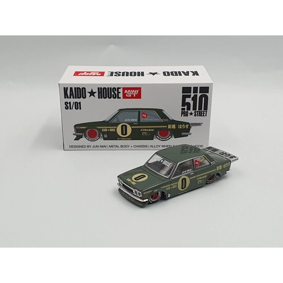 KaidoHouse Mini GT 1/64 Datsun 510 Pro Street OG Green Diecast KHMG001