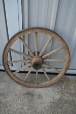 ornate centre old original wooden cart/wagon wheel 37" 94cm dia ctr 13" rim 2.5"