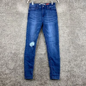Celebrity Pink The Spice Skinny Leg Jeans Juniors 3/26 Blue Mid Rise Distressed - Picture 1 of 9