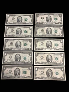 25 ($2) TWO DOLLAR BILLS - CIRCULATED - (2009 SERIES) - Picture 1 of 6