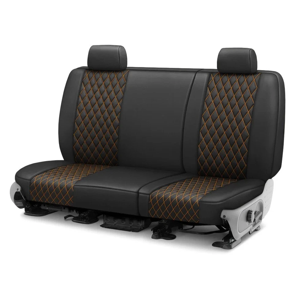 Funda de asiento acolchada de cuero sintético con escudo de diamante para Ford Flex 12-19 tercera fila negra Foto 1 de 3