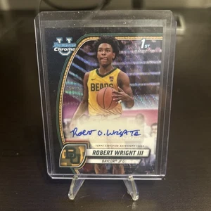Robert Wright III 2024-25 Bowman Chrome U AUTO  Black Wave Baylor - Picture 1 of 2