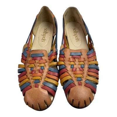 Mocasines sin cordones para mujer Huarache Softpots multicolor cuero talla 8 Foto 1 de 4