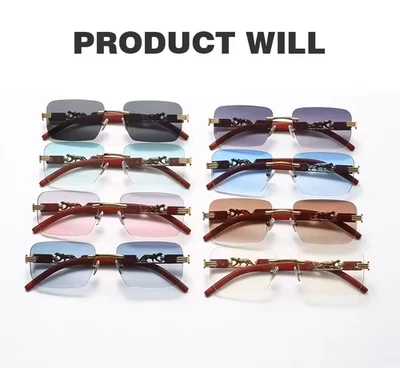 Gafas de sol para hombre rectangulares marca de lujo sin montura tonos pequeños Foto 1 de 3