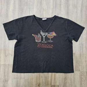 Top de mujer vintage Isaac's Designs manga corta negro 5 en punto en algún lugar - Imagen 1 de 8