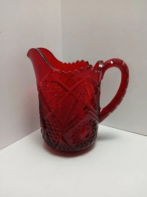 Vintage Westmoreland Ruby Red Amberina Glass 6" Pitcher Glows! - Image 1 of 4